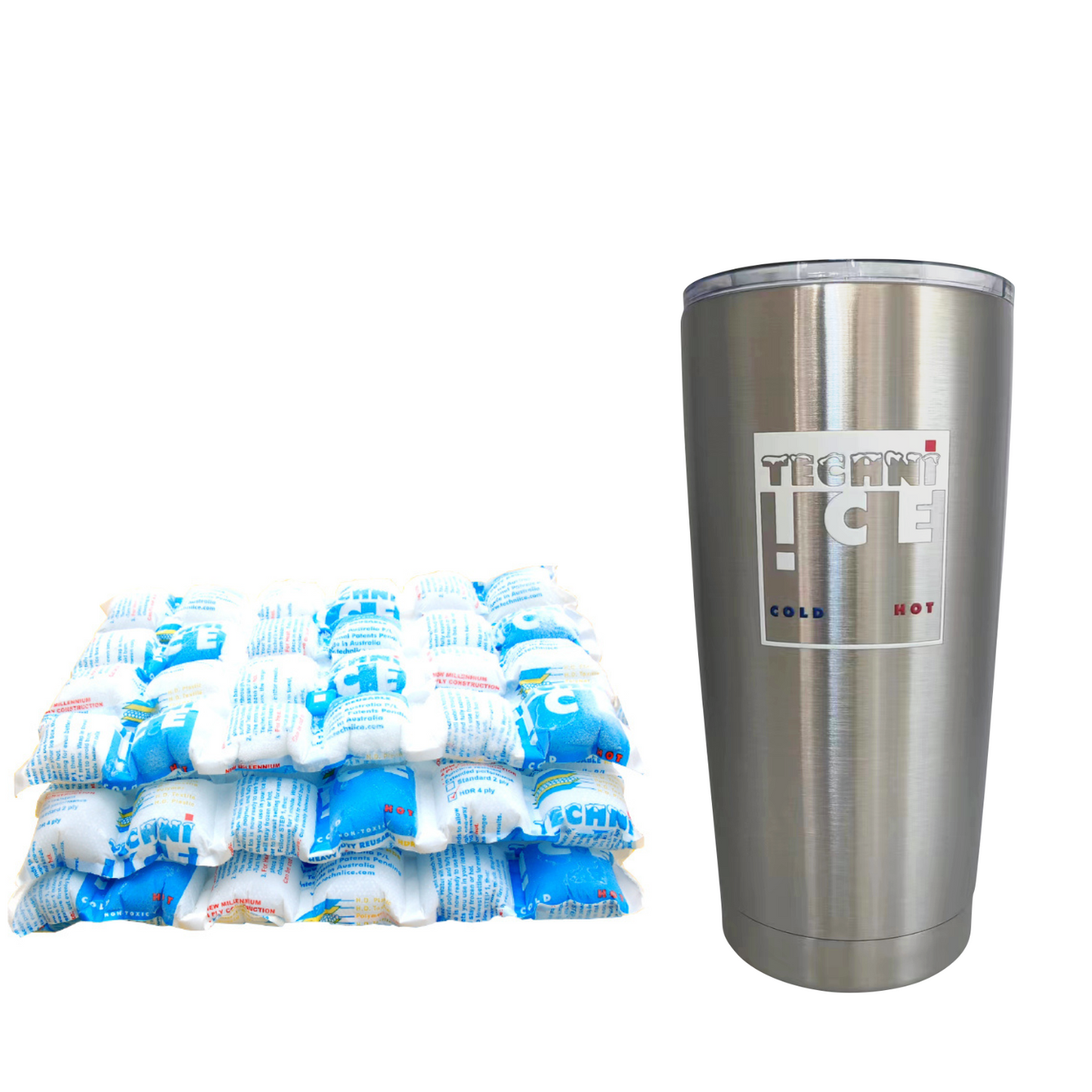 New 2024 Model Techni Ice 600ml (20 oz.) Tumbler Stainless Steel 6 Years Warranty + 3 Techni Ice Reusable Dry Ice Packs *FRESH STOCK JUST ARRIVED