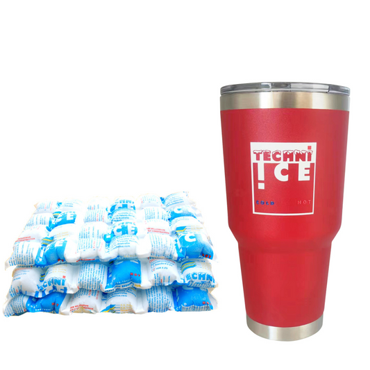 Techni Ice 1200ml (40 oz.) Tumbler Red Stainless Steel 6 Years Warranty + 3 Techni Ice Reusable Dry Ice Packs *FRESH STOCK JUST ARRIVED