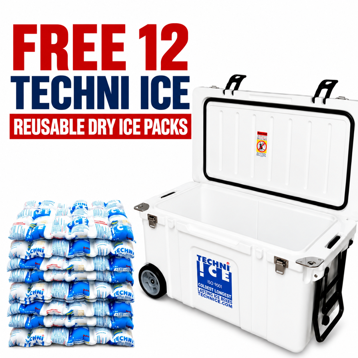 Signature Hardcore Premium Ice Box 55L White with Wheels *FREE 12