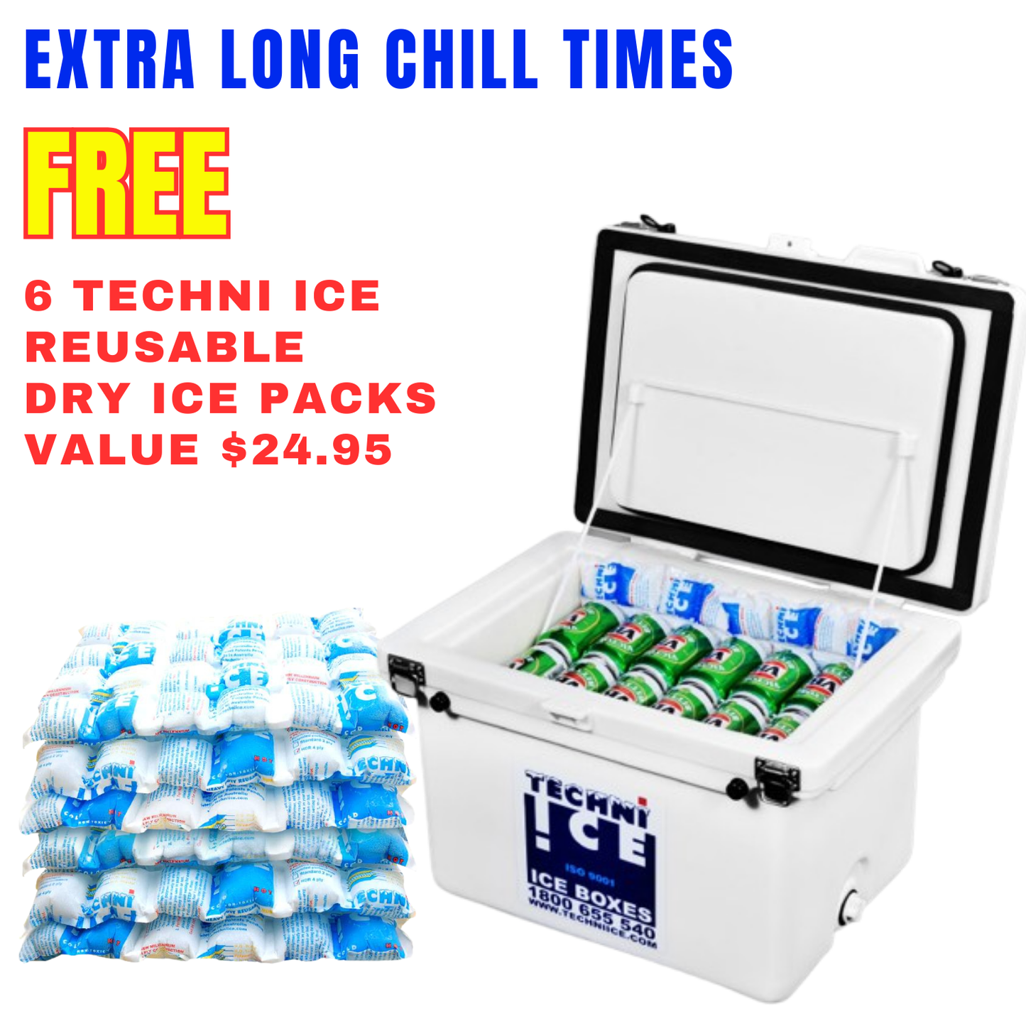 Techniice Classic Ice box 40L White *FREE 6 REUSABLE DRY ICE PACKS VALUES $32.95 *PRE-ORDER NOW FOR NOVEMBER DISPATCH