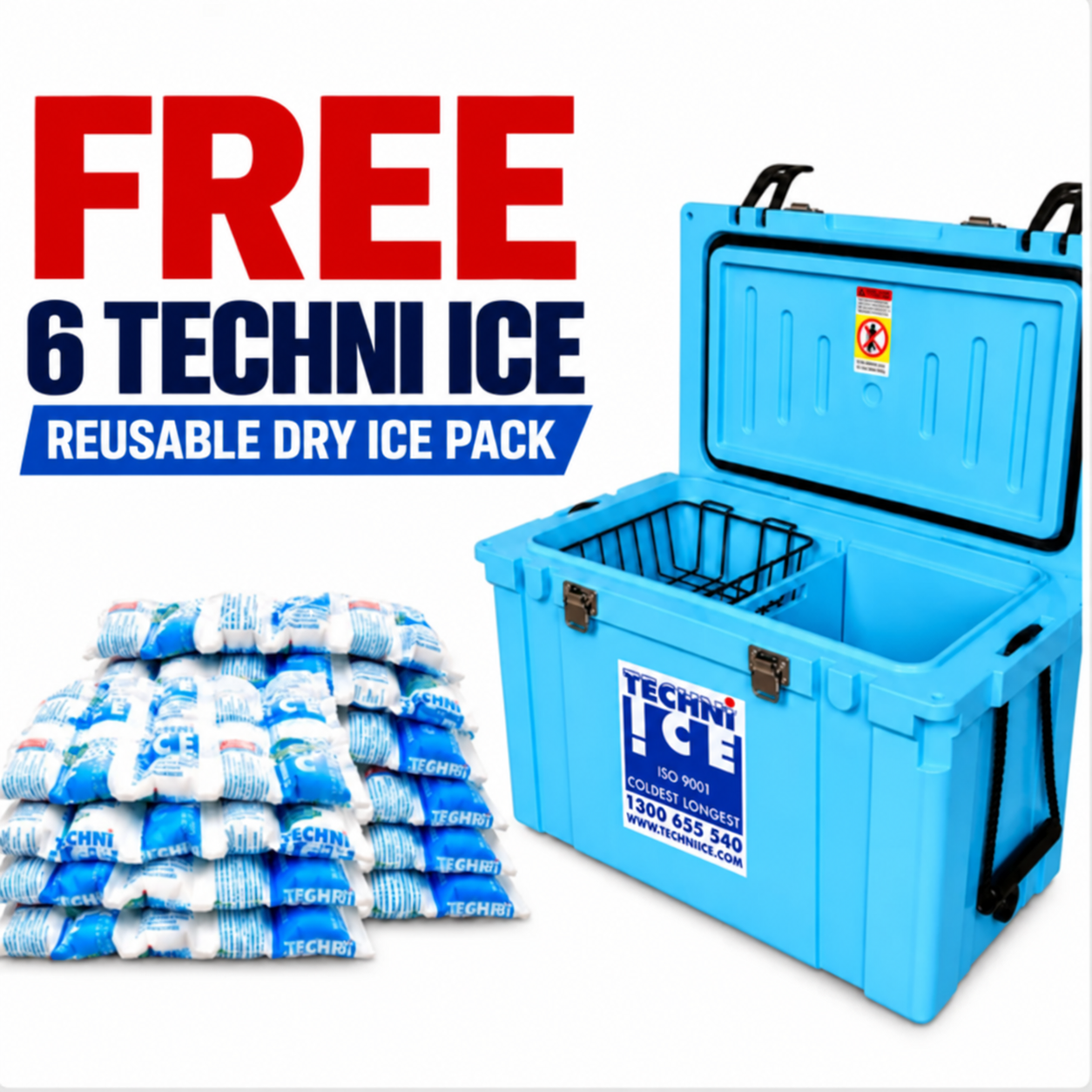 Classic Hardcore Icebox 55L Light Blue *FREE 12 REUSABLE DRY ICE