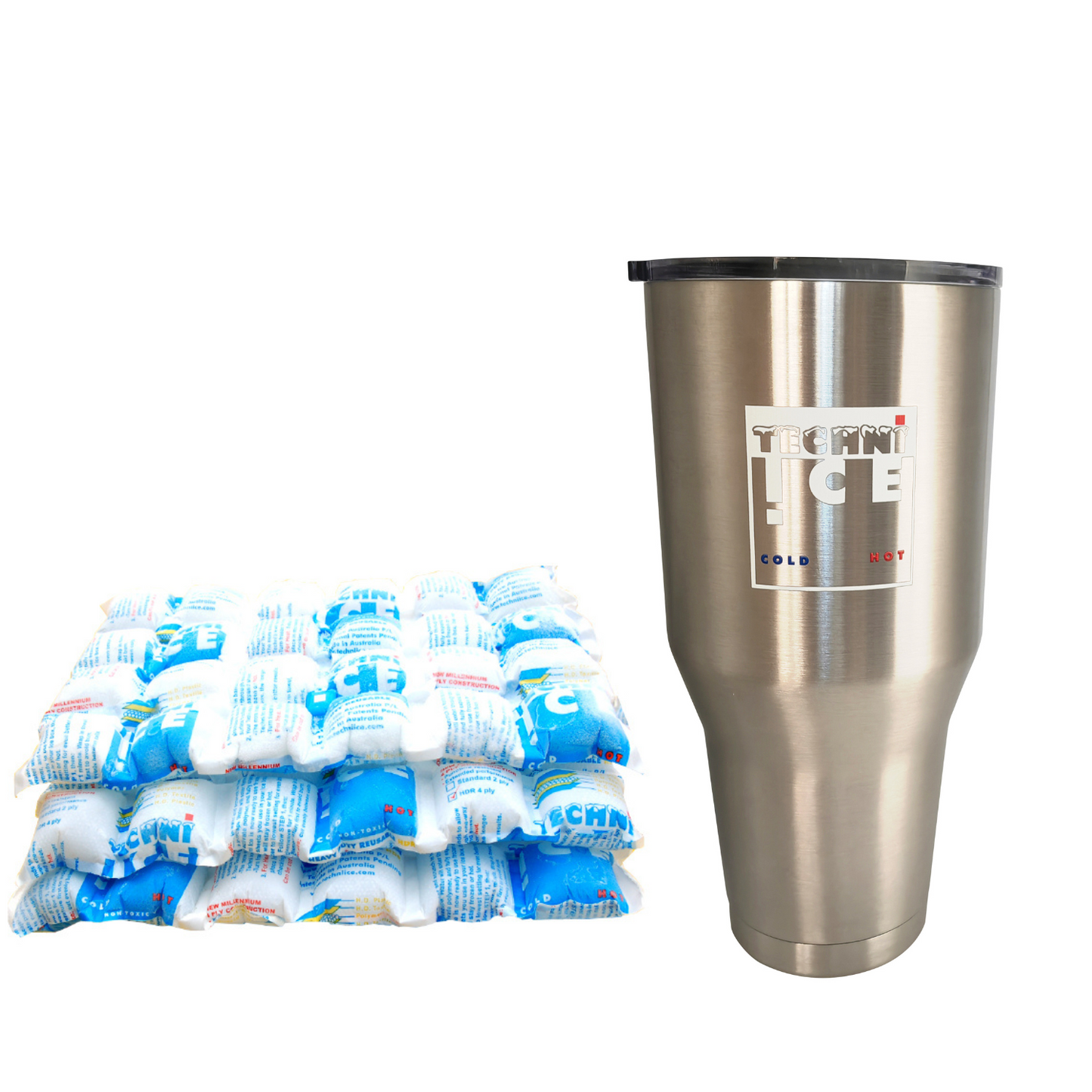 New 2024 Model Techni Ice 900ml (30 oz.) Tumbler Stainless Steel 6 Years Warranty + 3 Techni Ice Reusable Dry Ice Packs *FRESH STOCK JUST ARRIVED