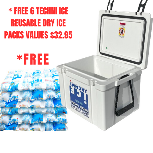 Techniice Classic Hybrid Ice box 25L White *PREORDER FOR JUNE DISPATCH *FREE 6 REUSABLE DRY ICE PACKS VALUES $32.95