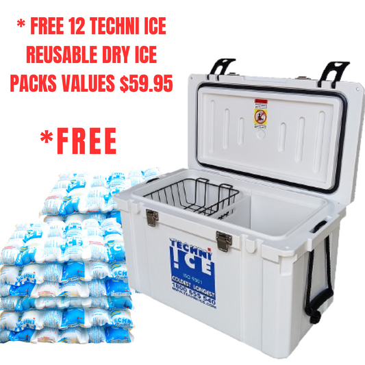 Classic Hardcore Ice Box 75L White *FRESH STOCKS OF BLUE JUST ARRIVED *PREORDER WHITE FOR JULY DISPATCH *FREE 12 REUSABLE DRY ICE PACKS VALUES $59.95