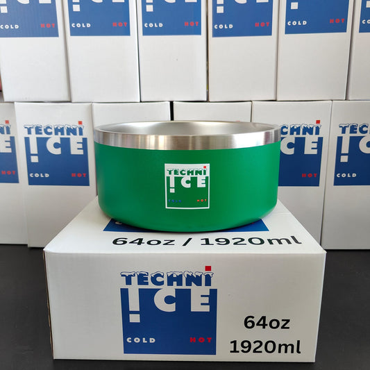 Techni Ice 1920ml (64 oz.) Dog Bowl Emerald Stainless Steel 6 Years Warranty *fresh stock just arrived