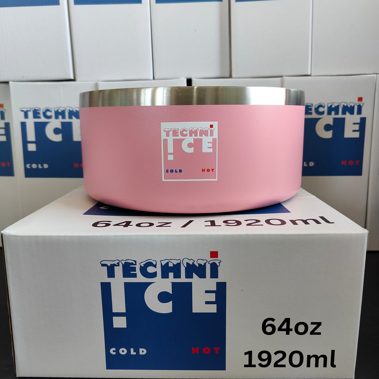 Techni Ice 1920ml (64 oz.) Dog Bowl Pink Stainless Steel 6 Years Warranty *Fresh stock just arrived