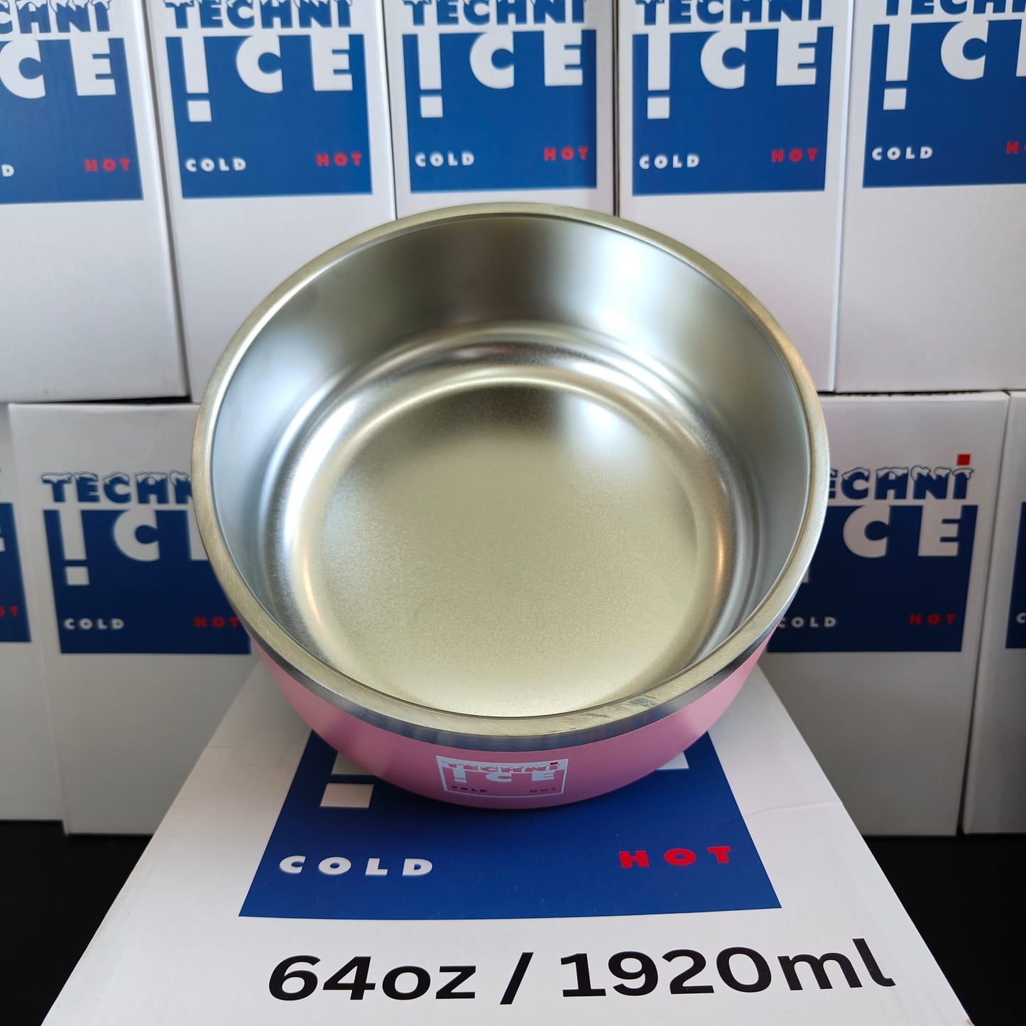Techni Ice 1920ml (64 oz.) Dog Bowl Pink Stainless Steel 6 Years Warranty *Fresh stock just arrived