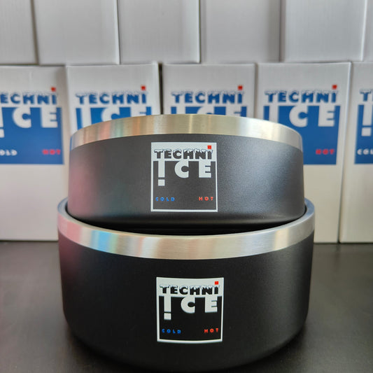 Techni Ice 950ml (32 oz.) + 1920ml (64 oz.) Dog Bowl Combo Black Stainless Steel 6 Years Warranty *fresh stock just arrived