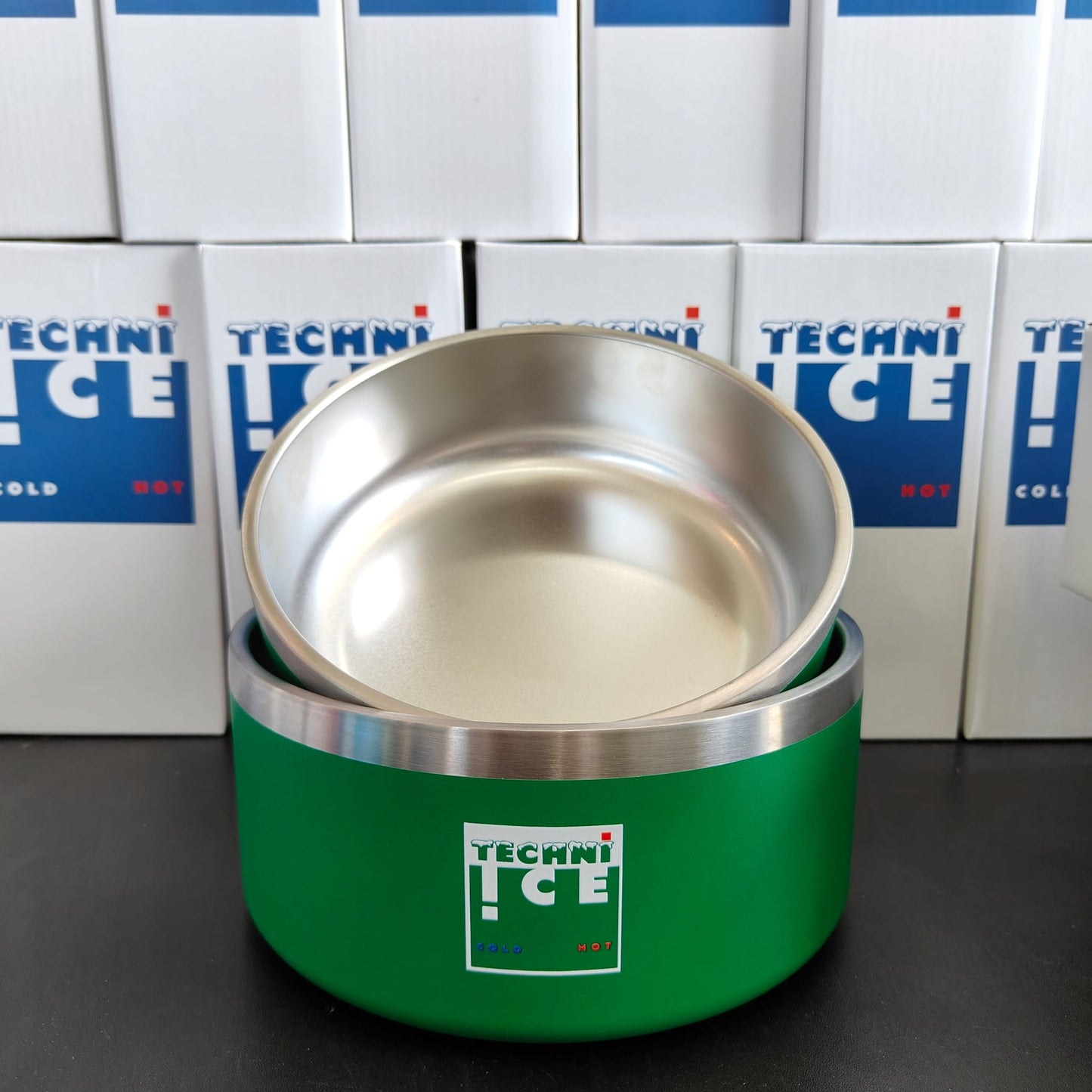 New 2024 Model Techni Ice 950ml (32 oz.) + 1920ml (64 oz.) Dog Bowl Combo Emerald Stainless Steel 6 Years Warranty *FRESH STOCK JUST ARRIVED