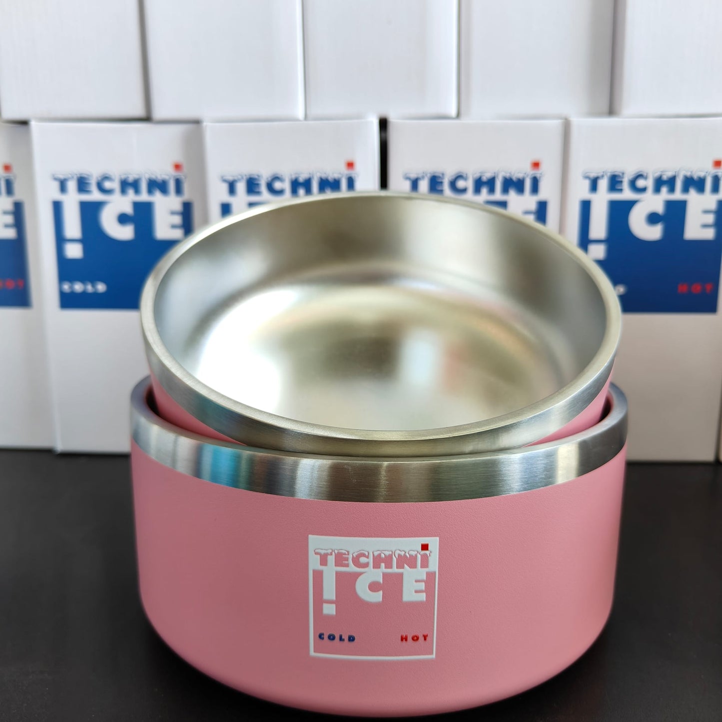 Techni Ice 950ml (32 oz.) + 1920ml (64 oz.) Dog Bowl Combo Pink Stainless Steel 6 Years Warranty *Fresh stock just arrived