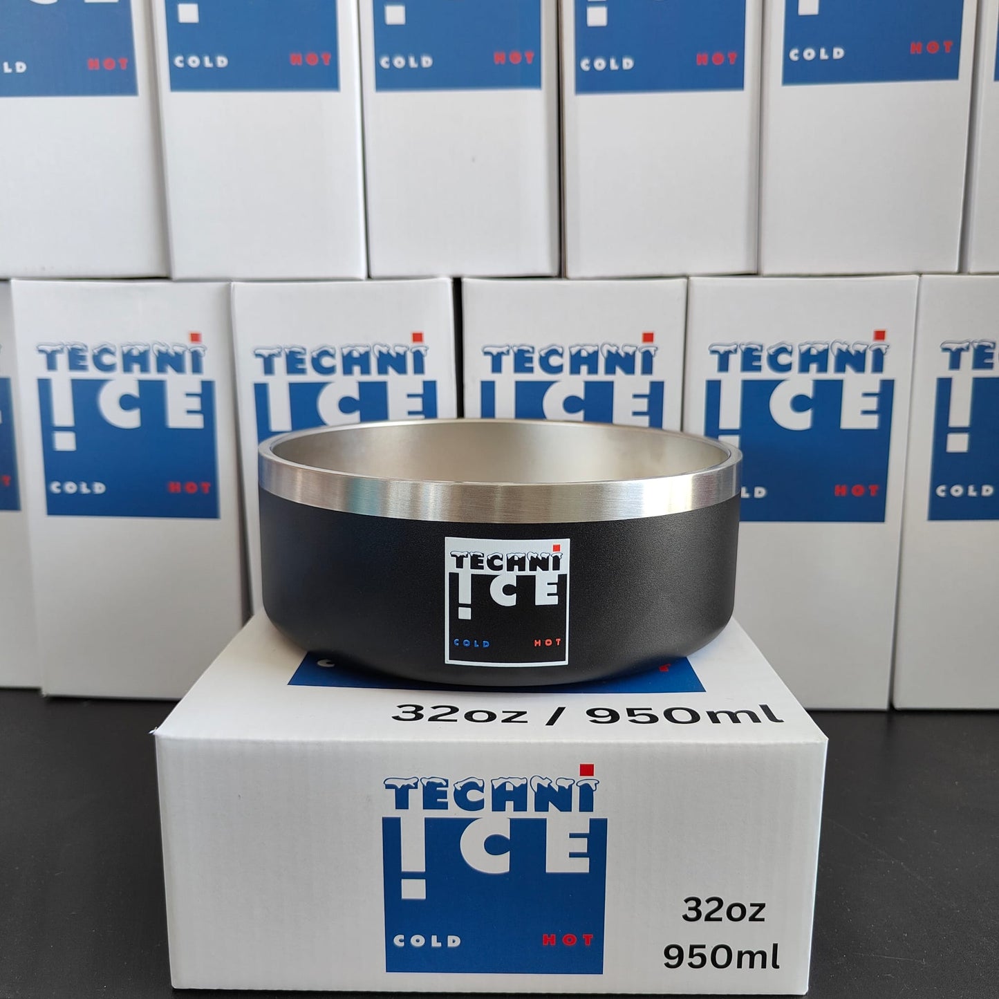 Techni Ice 950ml (32 oz.) Dog Bowl Black Stainless Steel 6 Years Warranty *FRESH STOCK JUST ARRIVED