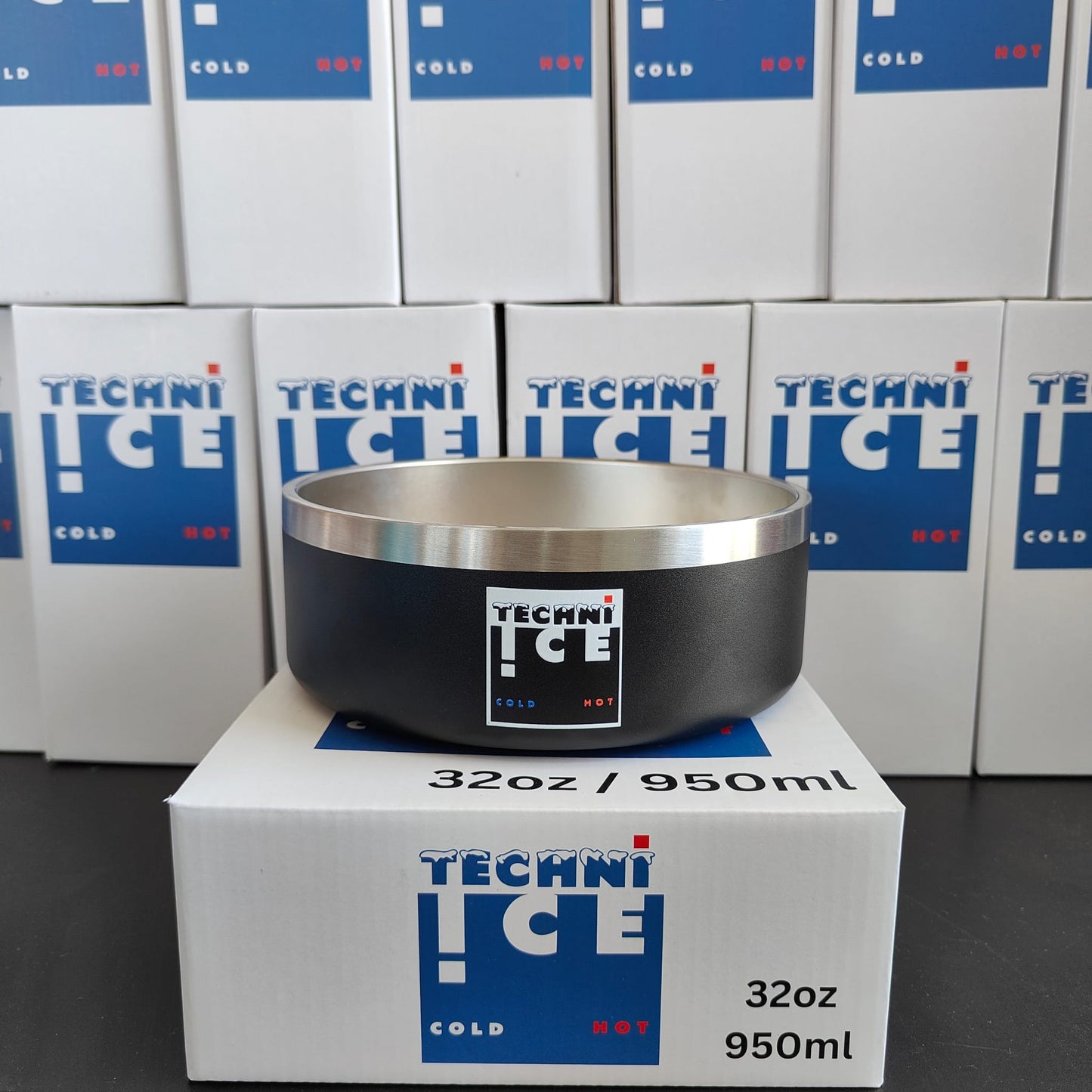 New 2024 Model Techni Ice 950ml (32 oz.) Dog Bowl Black Stainless Steel 6 Years Warranty *FRESH STOCK JUST ARRIVED