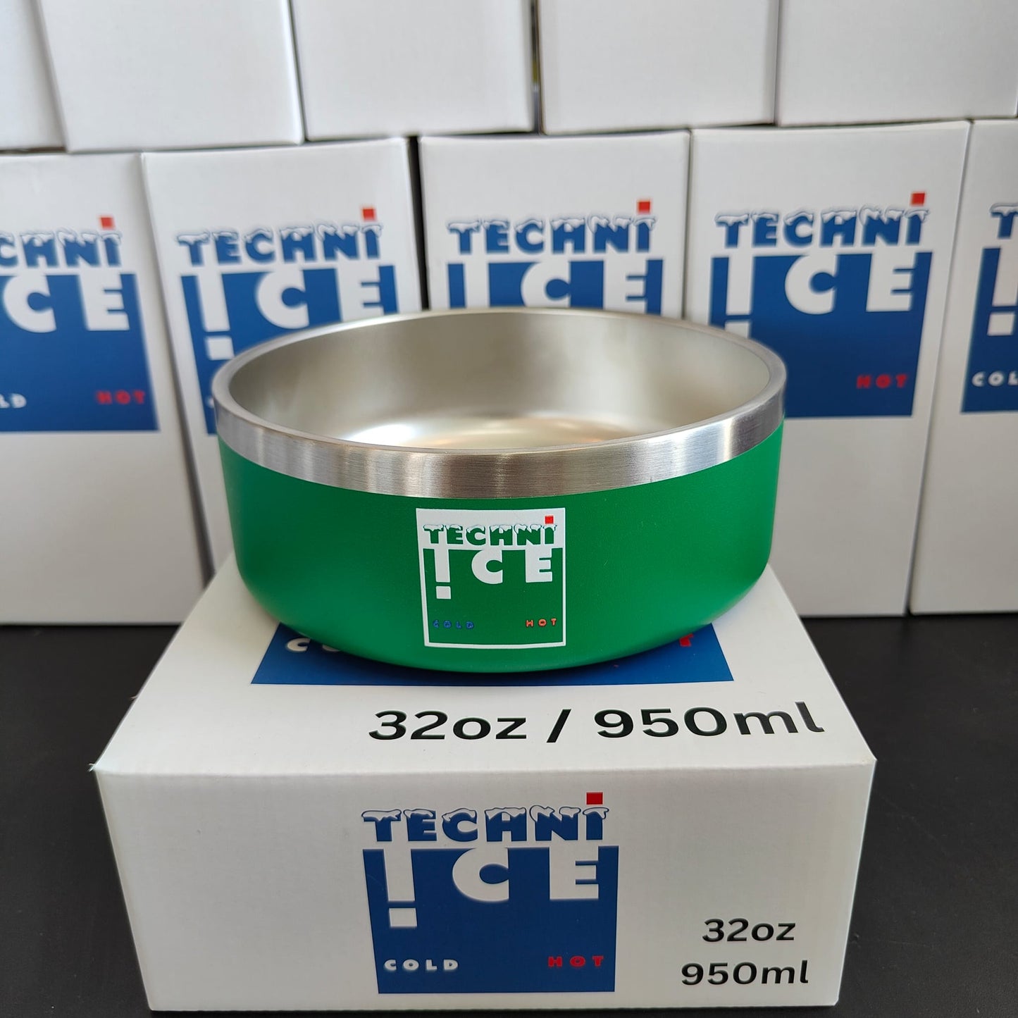 Techni Ice 950ml (32 oz.) Dog Bowl Emerald Stainless Steel 6 Years Warranty *FRESH STOCK JUST ARRIVED