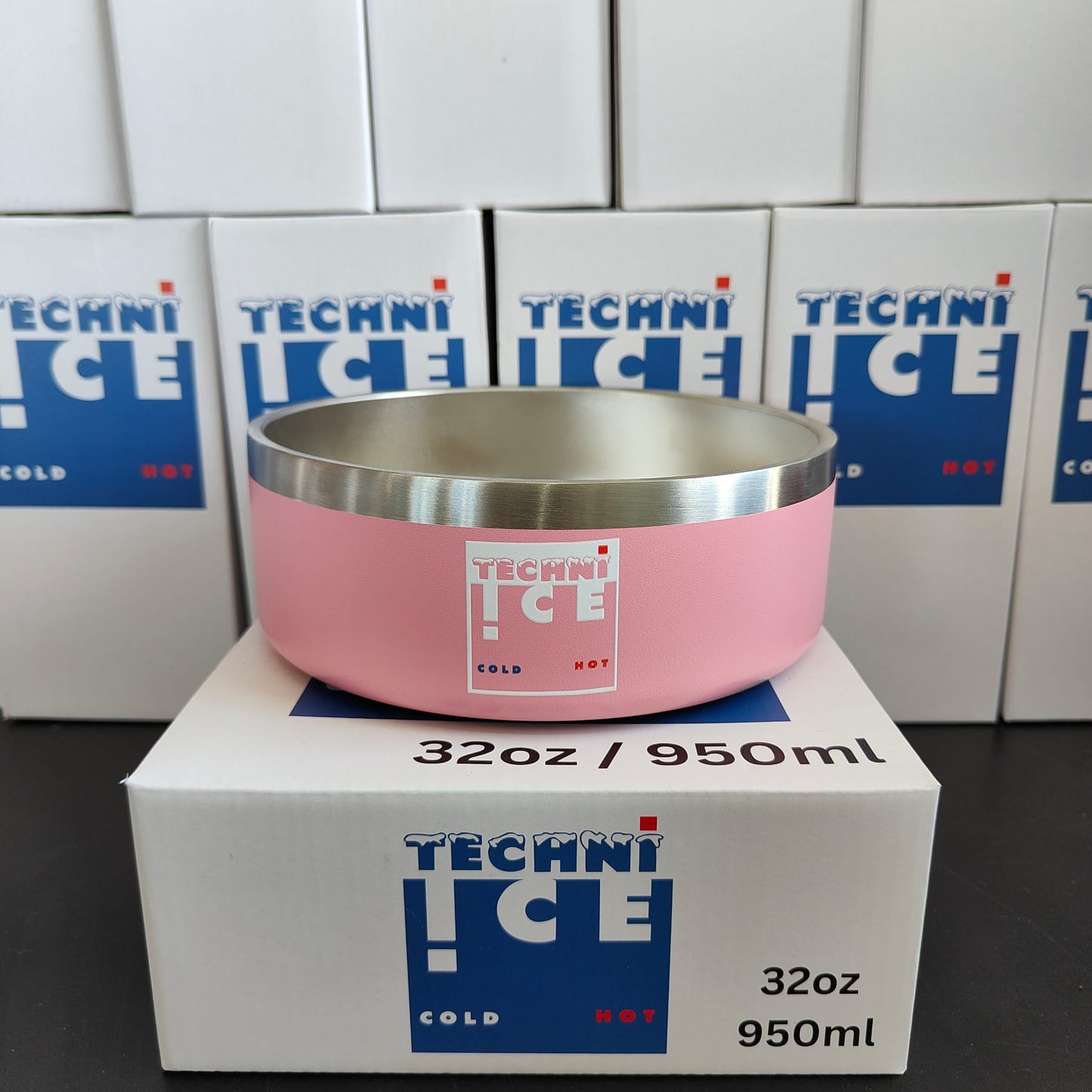 Techni Ice 950ml (32 oz.) Dog Bowl Pink Stainless Steel 6 Years Warranty *FRESH STOCK JUST ARRIVED