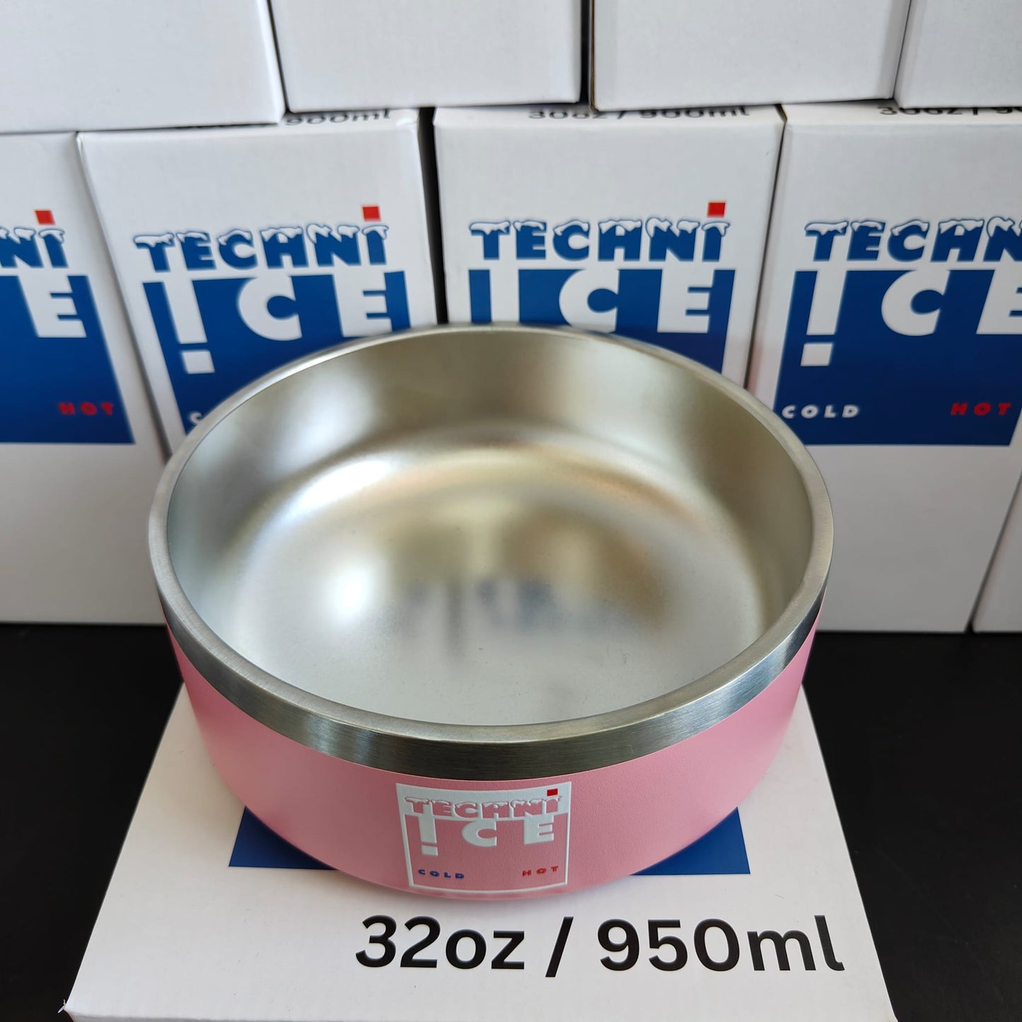 Techni Ice 950ml (32 oz.) Dog Bowl Pink Stainless Steel 6 Years Warranty *FRESH STOCK JUST ARRIVED