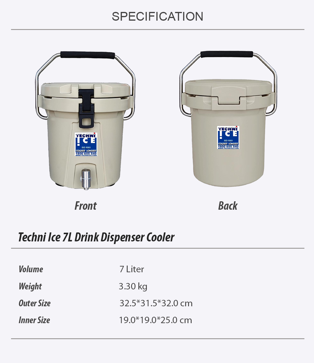 Techni Ice 7L Classic Drink Dispenser Cooler *FREE 6 REUSABLE DRY ICE PACKS VALUES $37 *Fresh stock just arrived