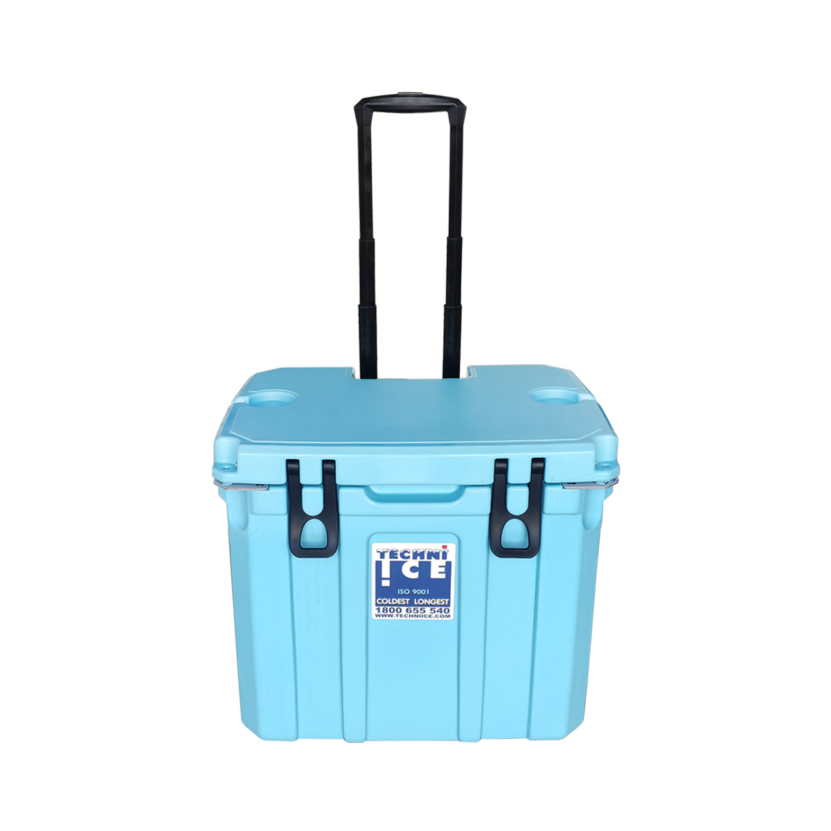 Techni Ice Signature Hybrid Premium Ice Box 35L Light Blue Wheels with Wheels & Telescopic Travel Handle *FRESH STOCK JUST ARRIVED *FREE 6 REUSABLE DRY ICE PACKS VALUES $32.95