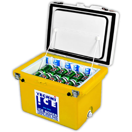 Techniice Classic Ice box 40L White Yellow *FREE 6 REUSABLE DRY ICE PACKS VALUES $32.95 * FRESH STOCK JUST ARRIVED