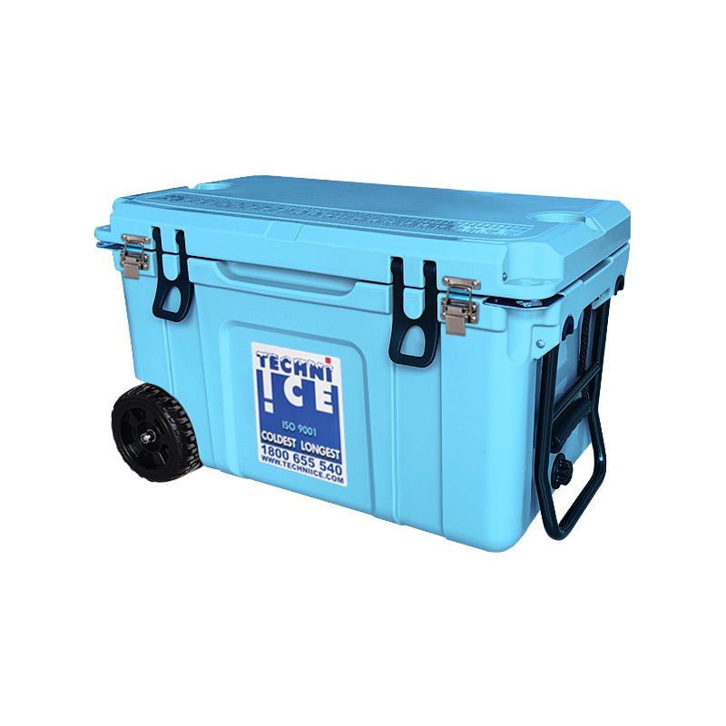 Techni Ice Signature Hardcore Premium Ice Box 55L Light Blue with Wheels *FREE 12 REUSABLE DRY ICE PACKS VALUES $59.95 * PRE-ORDER FOR MID TO END MAY DISPATCH