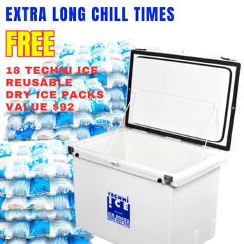 Techni Ice Classic Ice box 150L White *FREE 18 REUSABLE DRY ICE PACKS VALUES $92 * PRE-ORDER FOR MID MAY DISPATCH