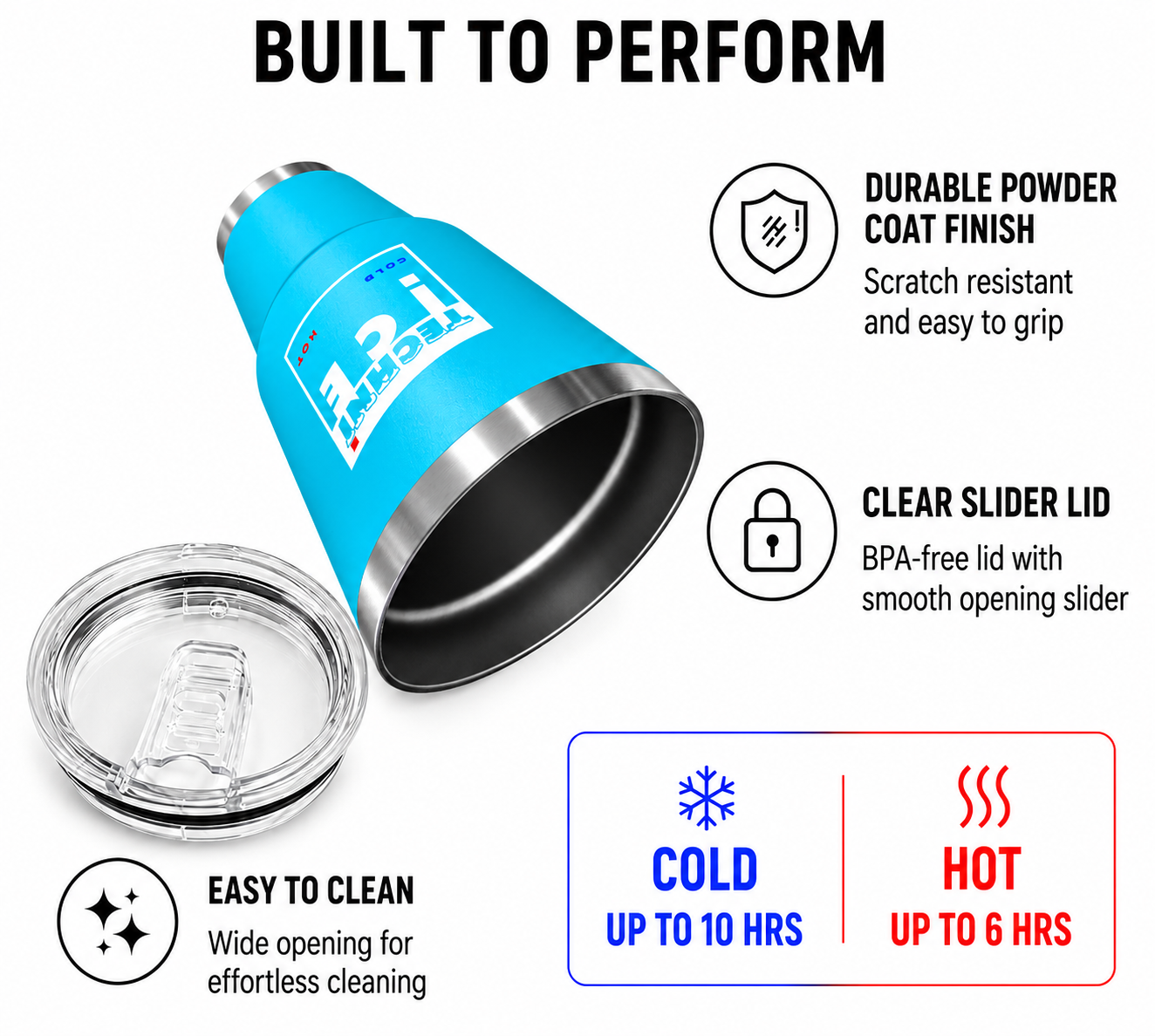 Techniice 900ml (30 oz.) Travel Tumbler Ocean Aqua+3 Free Techni Ice Reusable Dry Ice Packs