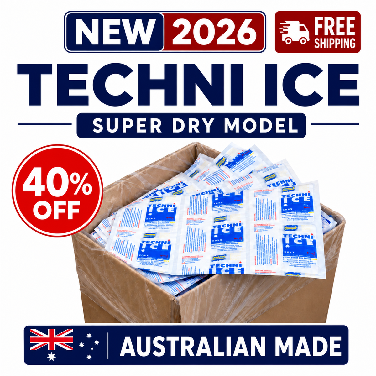250 (1 Carton) Techni Ice Heavy Duty Reusable Dry Ice packs *40% OFF SALE ON NOW