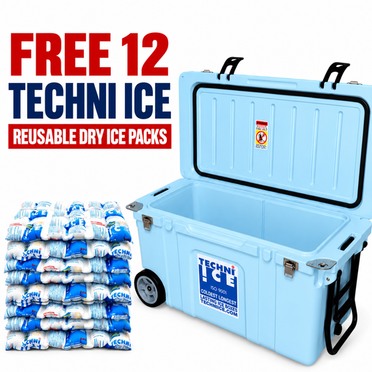 Signature Hardcore Icebox 75L Light Blue Wheels *FREE 12 REUSABLE DRY ICE PACKS VALUES $66 * PRE-ORDER NOW FOR OCTOBER DISPATCH