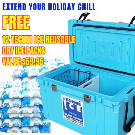 Classic Hardcore Icebox 55L Light Blue *FREE 12 REUSABLE DRY ICE PACKS VALUES $59.95