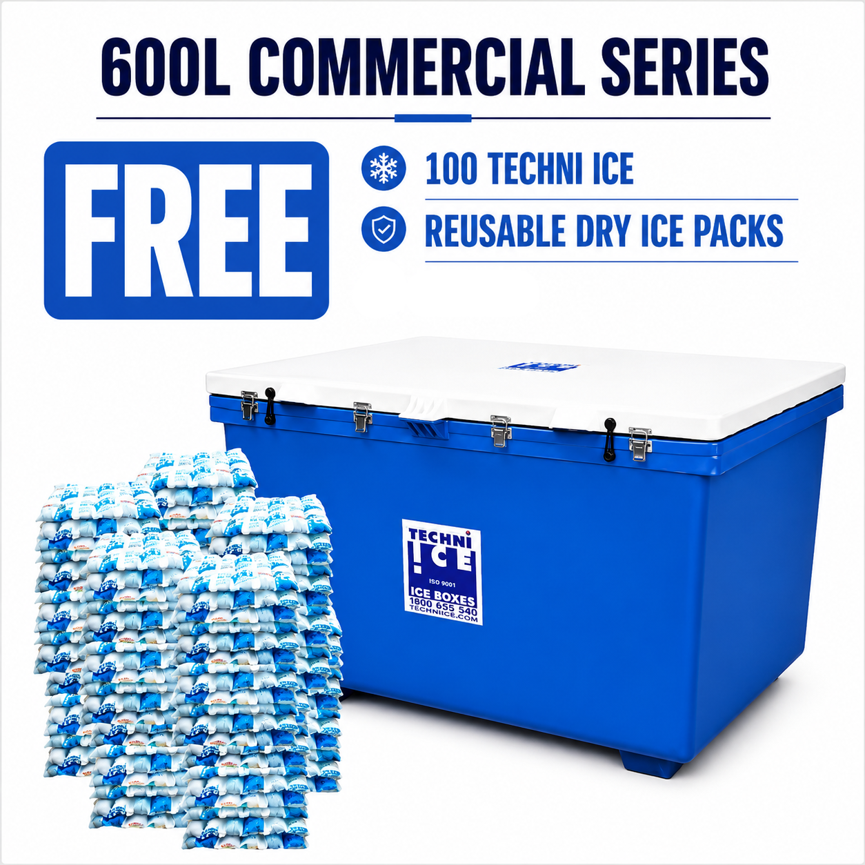 Techni Ice Commercial 600L *FREE 100 REUSABLE DRY ICE PACKS VALUES $450* PRE-ORDER NOW FOR SEPTEMBER DISPATCH
