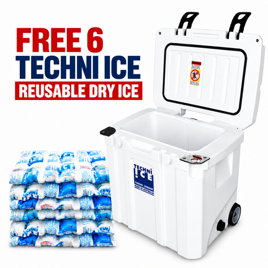 Signature Hybrid Premium Ice Box 35L White with Wheels & Telescopic Travel Handle *FREE 6 REUSABLE DRY ICE PACKS VALUES $37* PRE-ORDER NOW FOR OCTOBER DISPATCH