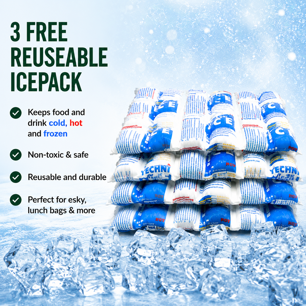 Techni Ice 1200ml (40 oz.) Adventure Tumbler  Outback Green+3 Free Techni Ice Reusable Dry Ice Packs