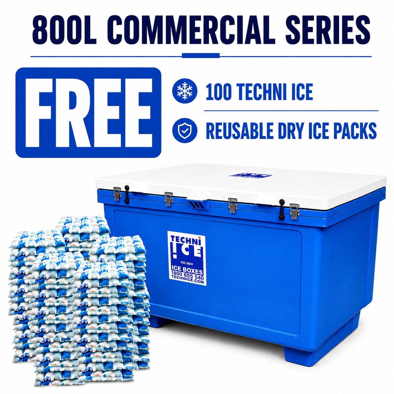 Techni Ice Commercial 800L *FREE 100 REUSABLE DRY ICE PACKS VALUES $450 *FRESH STOCK JUST ARRIVED