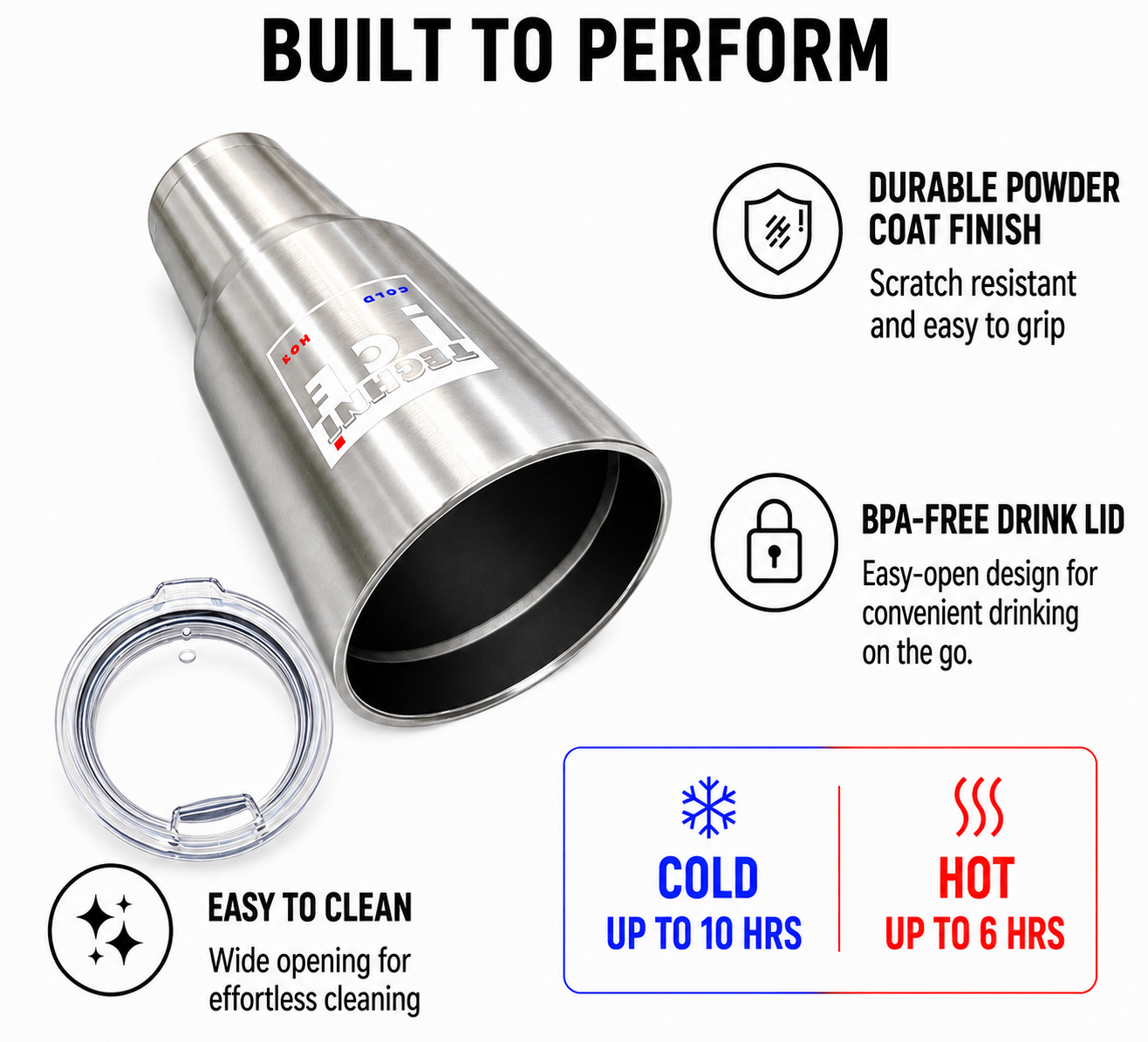 Techni Ice 1200ml (40 oz.) Adventure Tumbler Stainless Steel+3 Free Techni Ice Reusable Dry Ice Packs