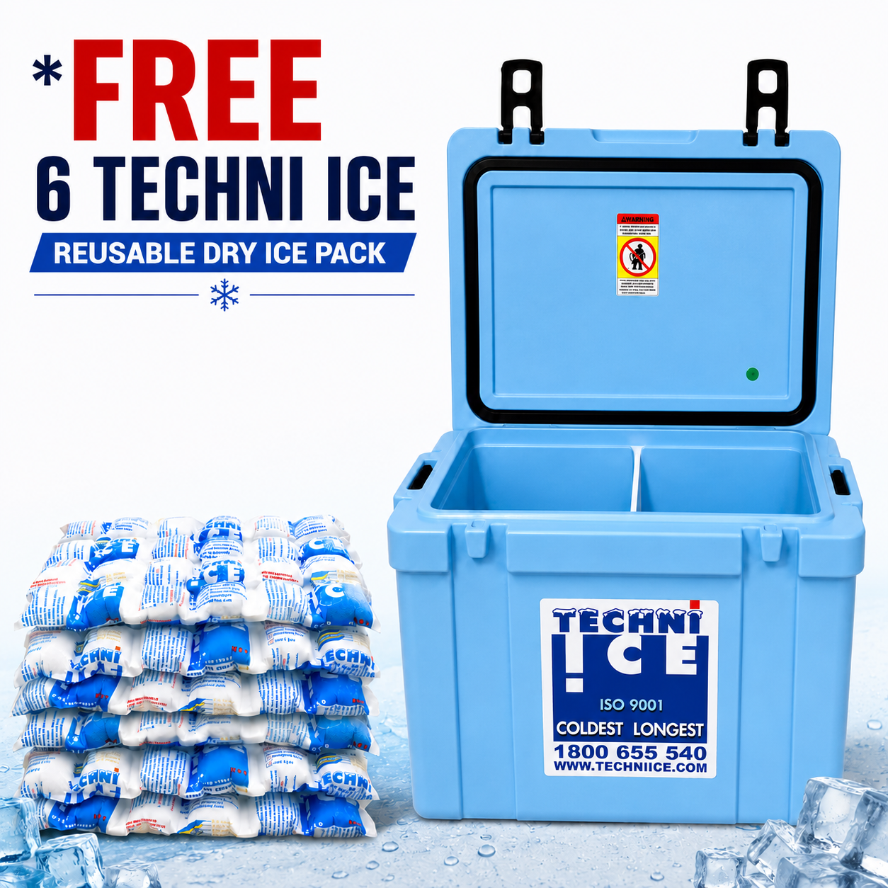 Techniice Classic Hybrid Ice box 25L Light Blue *FREE 6 REUSABLE DRY ICE PACKS VALUES $37 * PRE-ORDER NOW FOR SEPTEMBER DISPATCH