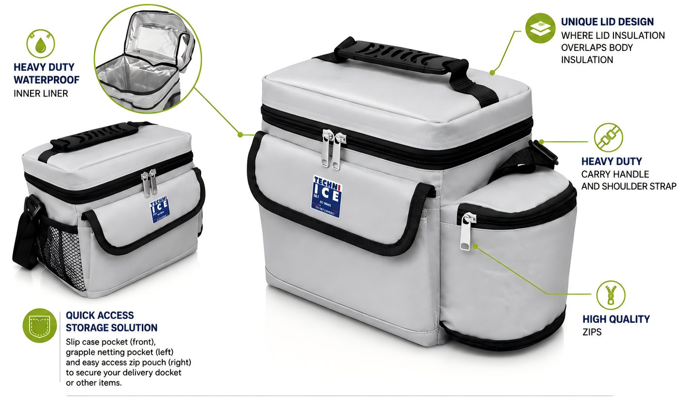 Techni Ice High Performance Cooler Bag 5L Grey *FREE 3 REUSABLE DRY ICE PACKS VALUES $25* PRE-ORDER NOW FOR SEPTEMBER DISPATCH