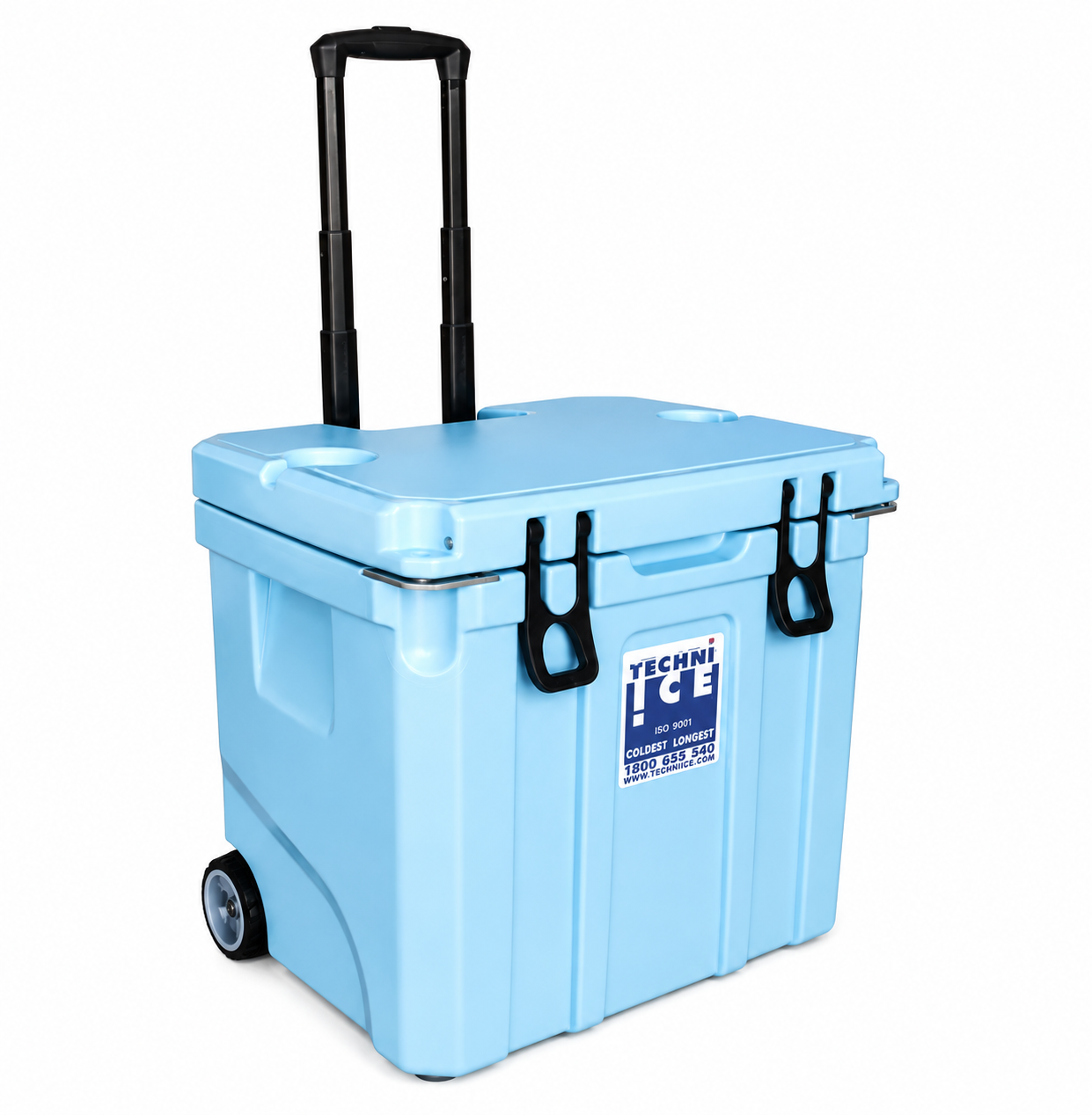 Techni Ice Signature Hybrid Premium Ice Box 35L Light Blue Wheels with Wheels & Telescopic Travel Handle *FREE 6 REUSABLE DRY ICE PACKS VALUES $37* PRE-ORDER NOW FOR SEPTEMBER DISPATCH