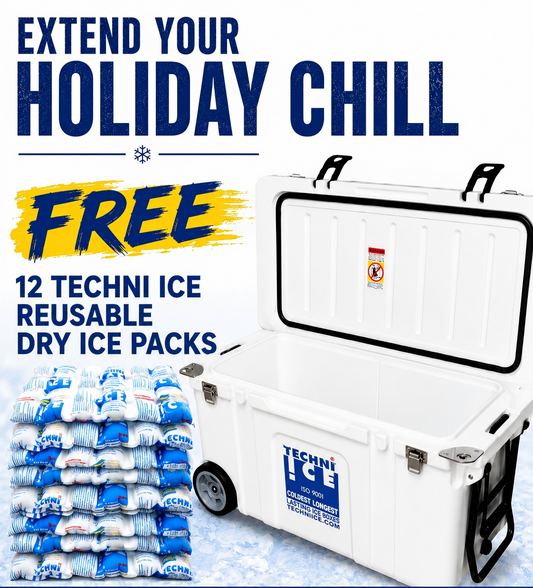 Techni Ice Signature Hardcore Icebox 75L White with Wheels *FREE 12 REUSABLE DRY ICE PACKS VALUES $66 * PRE-ORDER NOW FOR SEPTEMBER DISPATCH