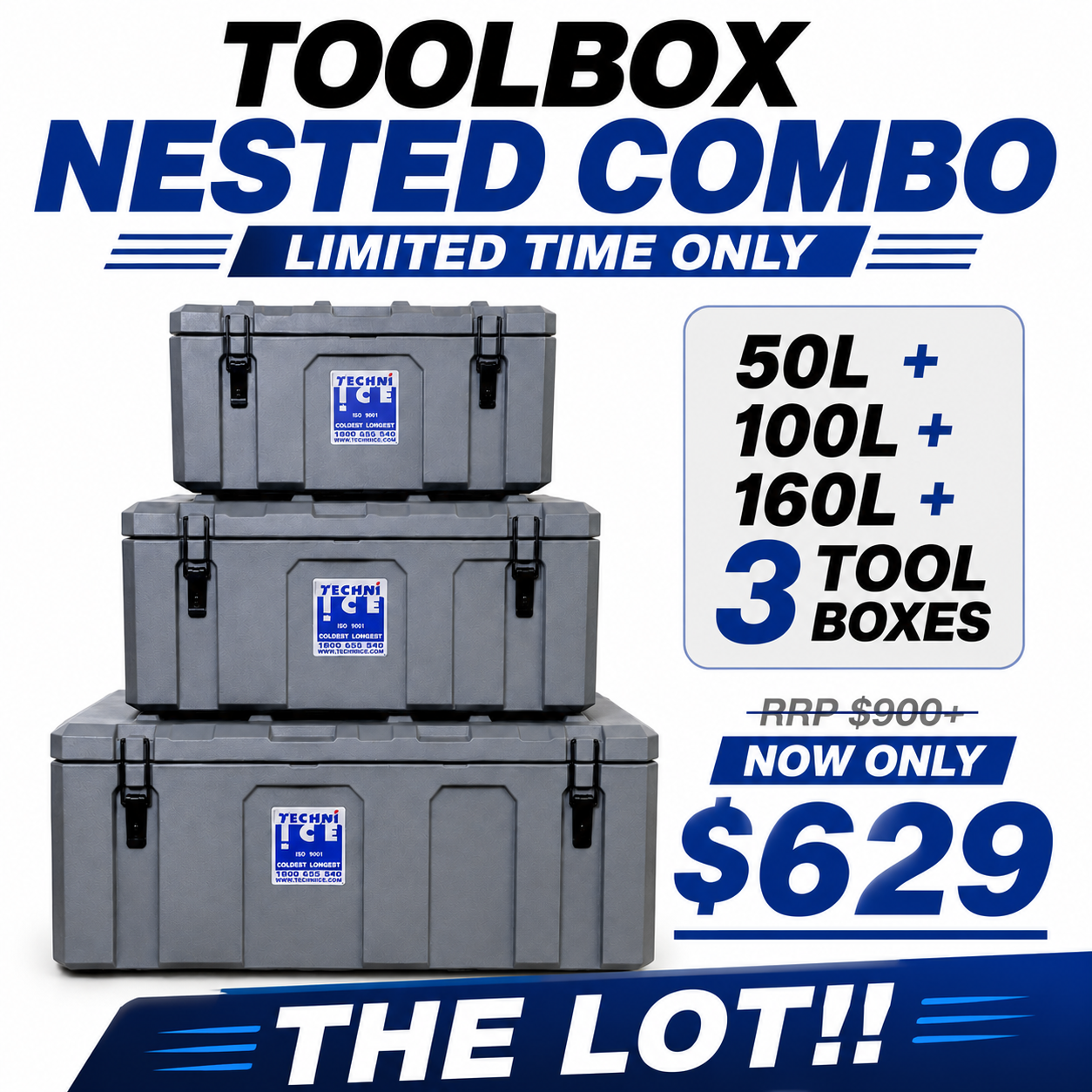 Techniice Toolbox Nested Combo (SB50, SB100, and SB160 - Unbeatable Deal/Save your $$)