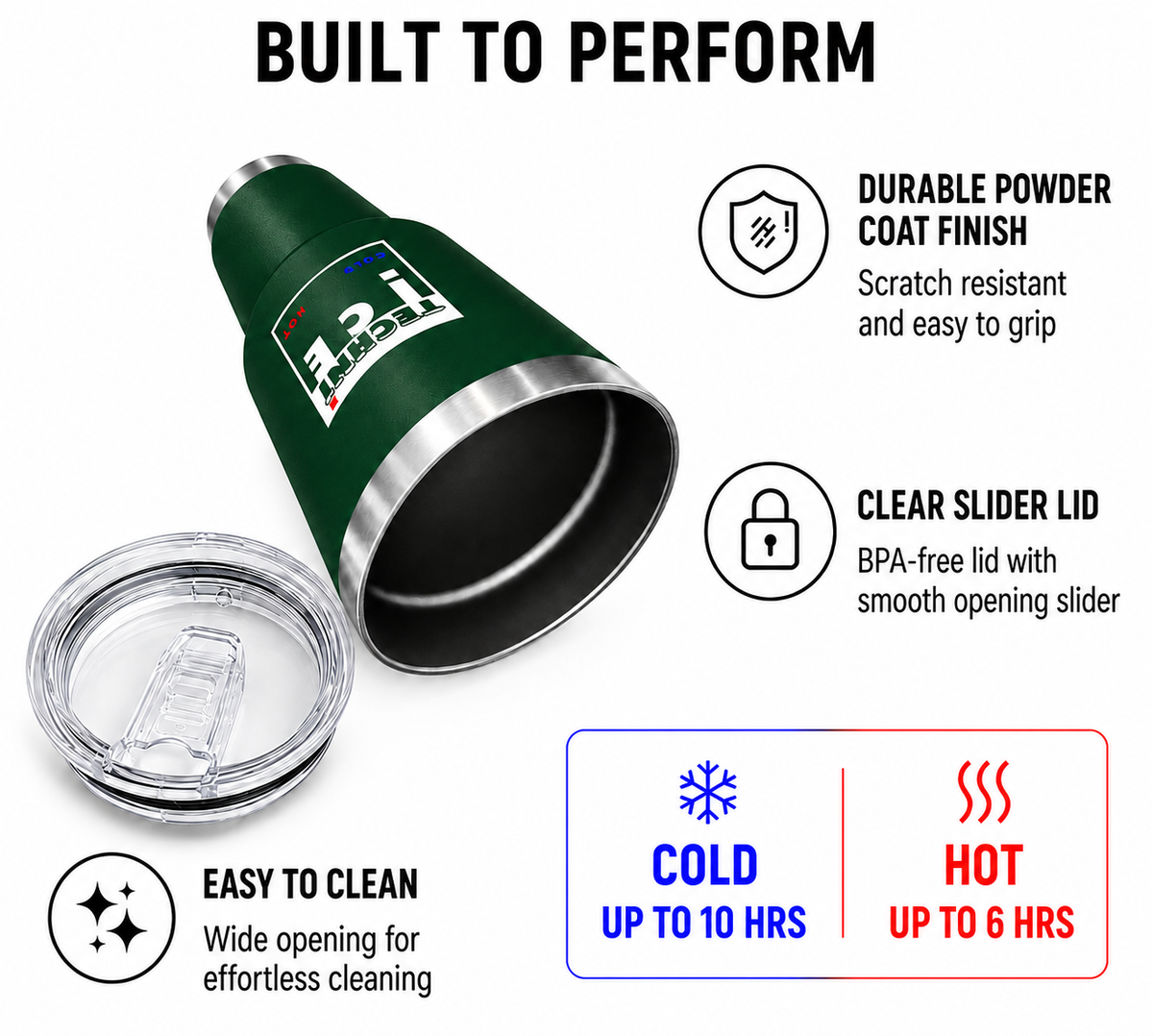 Techni Ice 900ml (30 oz.) Travel Tumbler  Outback Green+3 Free Techni Ice Reusable Dry Ice Packs