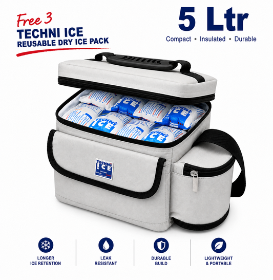 Techni Ice High Performance Cooler Bag 5L Grey *FREE 3 REUSABLE DRY ICE PACKS VALUES $25* PRE-ORDER NOW FOR SEPTEMBER DISPATCH