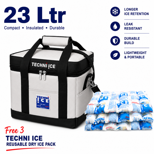 23L Techni Ice High Performance Cooler Bag Grey *FREE 3 REUSABLE DRY ICE PACKS VALUES $25* PRE-ORDER NOW FOR SEPTEMBER DISPATCH