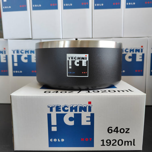 New 2024 Model Techni Ice 1920ml (64 oz.) Dog Bowl Black Stainless Steel 6 Years Warranty *PREORDER FOR MAY DISPATCH