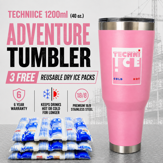 Techni Ice 1200ml (40 oz.) Adventure Tumbler Desert Rose+3 Free Techni Ice Reusable Dry Ice Packs