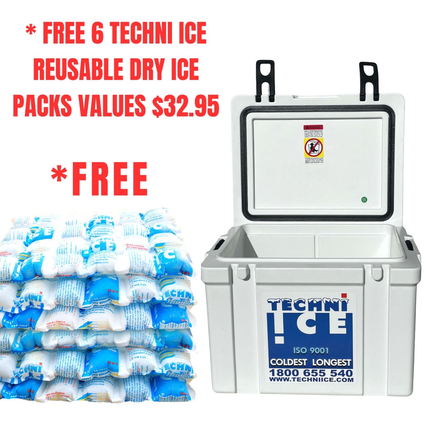 Techniice Classic Hybrid Ice box 25L White *Pre order for September dispatch  *FREE 6 REUSABLE DRY ICE PACKS VALUES $32.95