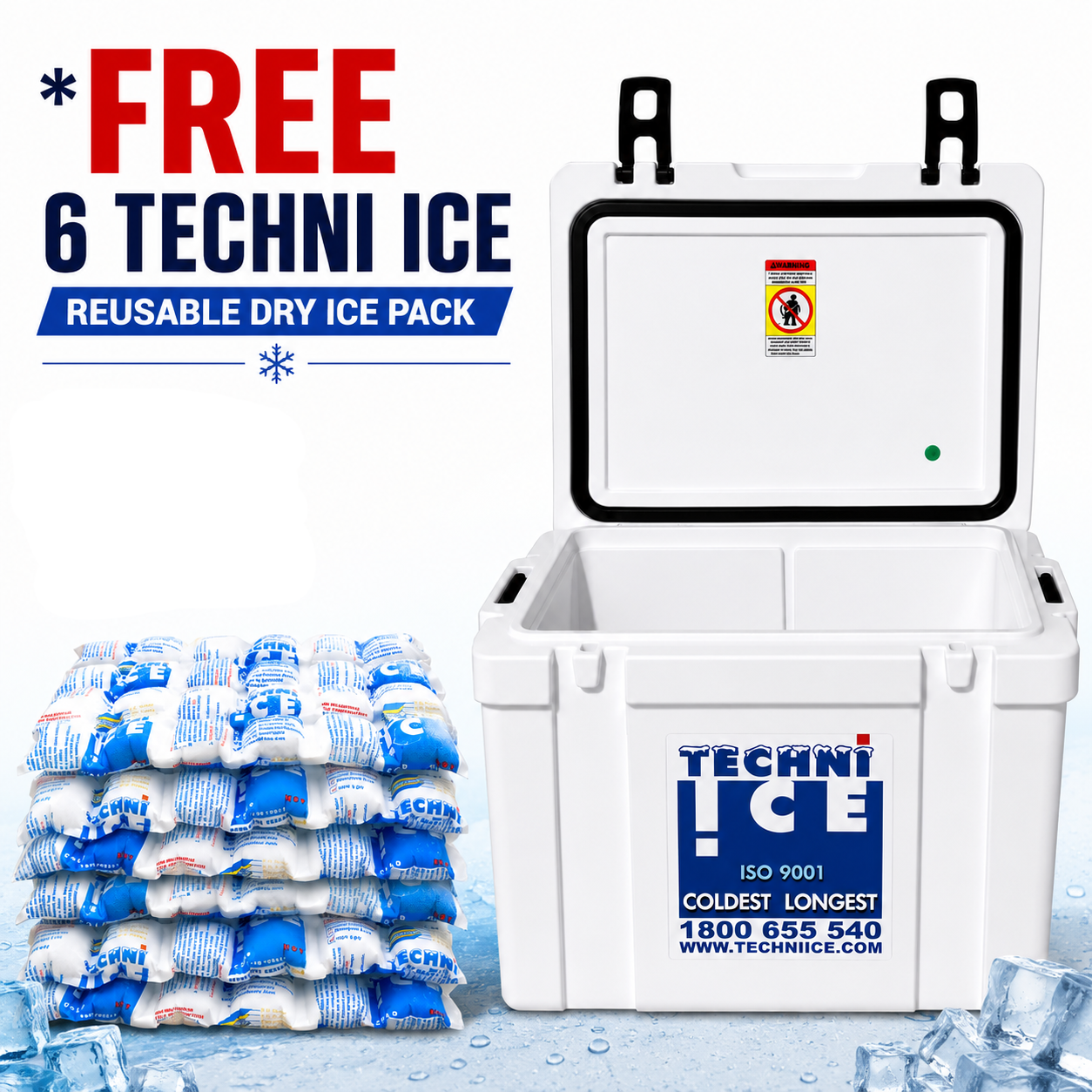 Techniice Classic Hybrid Ice box 25L White *FREE 6 REUSABLE DRY ICE PACKS VALUES $37* PRE-ORDER NOW FOR SEPTEMBER DISPATCH