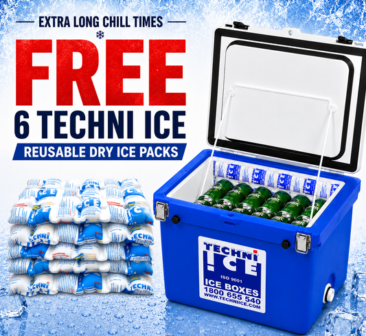 Techniice Classic Ice box 60L White Blue *FREE 6 REUSABLE DRY ICE PACKS VALUES $37* PRE-ORDER NOW FOR SEPTEMBER DISPATCH