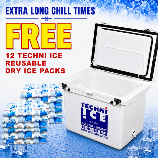 Techniice Classic Ice box 80L White  *FREE 12 REUSABLE DRY ICE PACKS VALUES $66 * PRE-ORDER NOW FOR SEPTEMBER DISPATCH