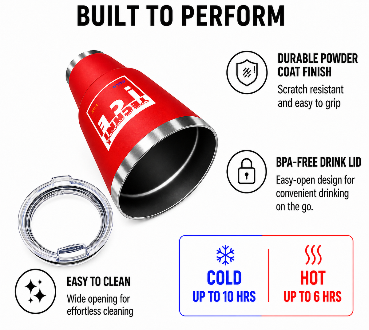 Techni Ice 1200ml (40 oz.) Adventure Tumbler Lava Red+3 Free Techni Ice Reusable Dry Ice Packs