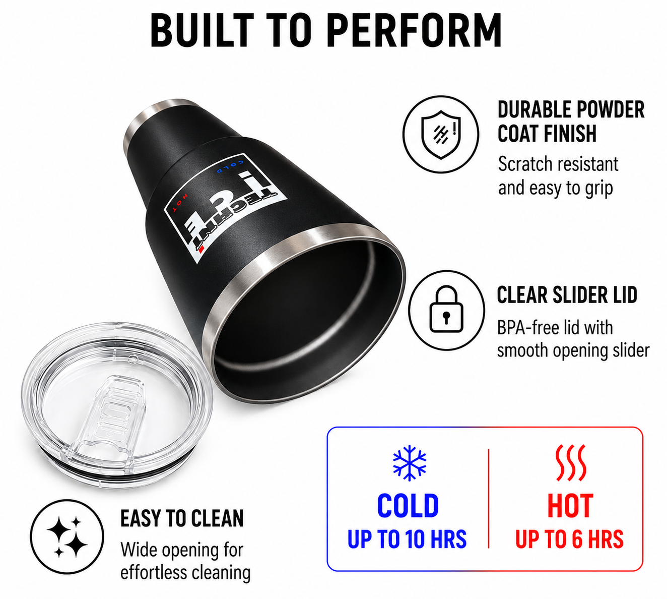 Techni Ice 900ml (30 oz.) Travel Tumbler Coal Black+3 Free Techni Ice Reusable Dry Ice Packs