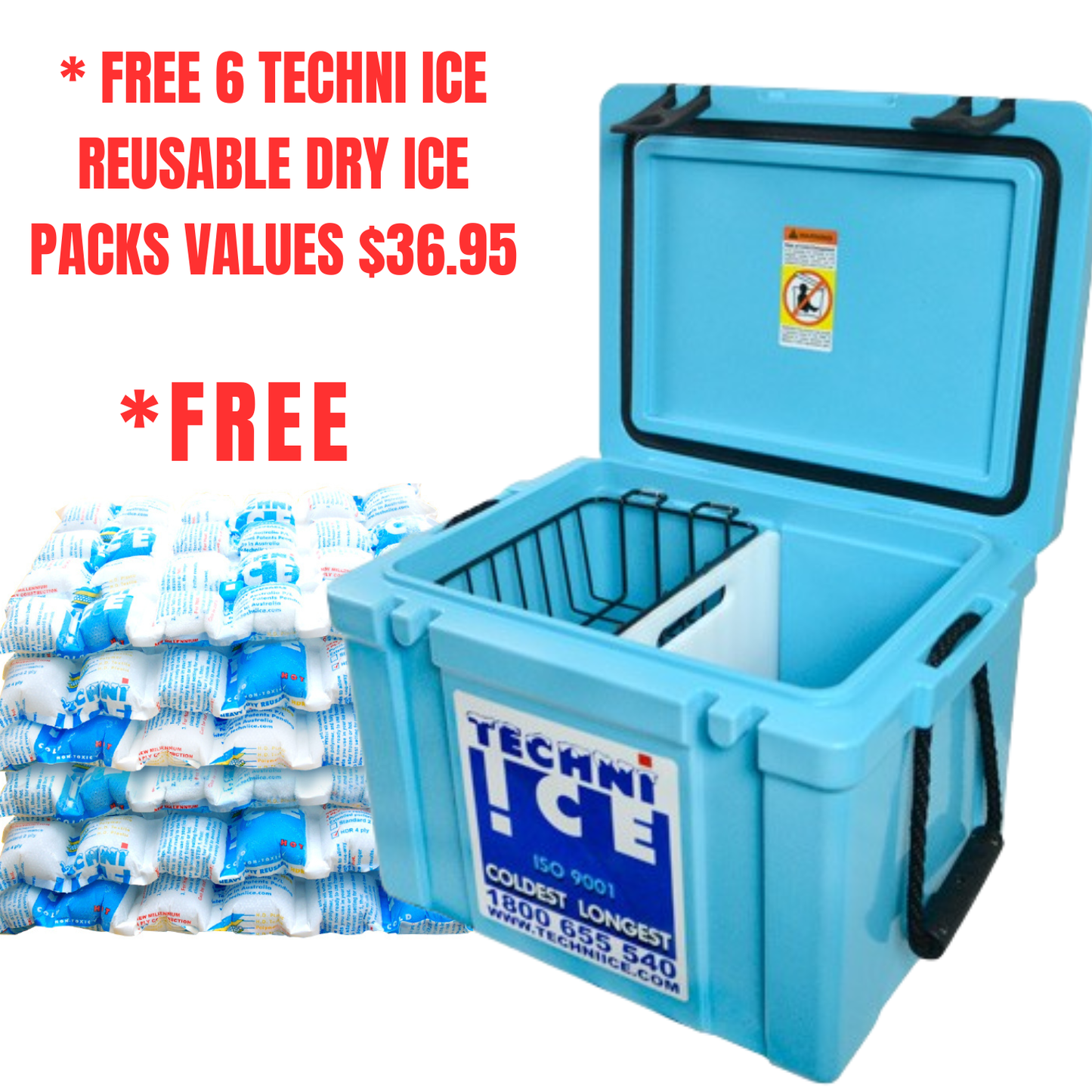 Techniice Classic Hybrid Ice box 25L Light Blue *FREE 6 REUSABLE DRY ICE PACKS VALUES $37 *PRE-ORDER NOW FOR JUNE DISPATCH